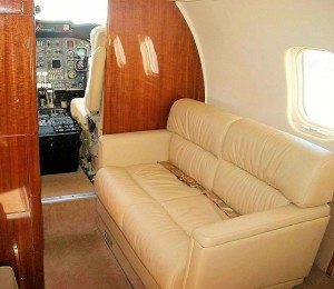 Aviation Fabricators two-place divan is available for Learjet 60 owners.