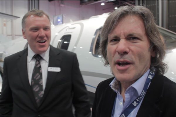 Left to right: David Hayman, CEO of Aeris Aviation, shares a joke with the new company's new non-executive chairman Bruce Dickinson.