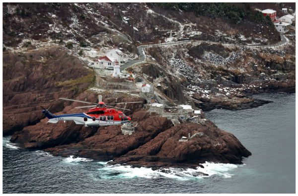 Eurocopter EC225 flying over St. John's Newfoundland coast in Canada (Credit: Paul Daly)