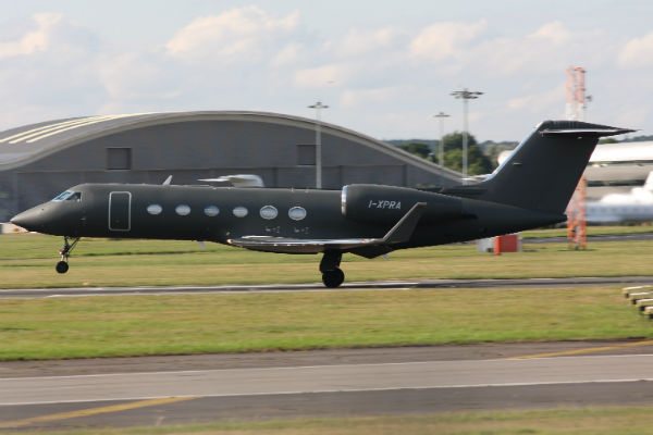 Prada's Gulfstream G450 at Farnborough Airport (Photo: Antony Pratt).