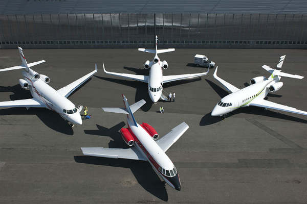 Dassault's family of Falcon business jets.