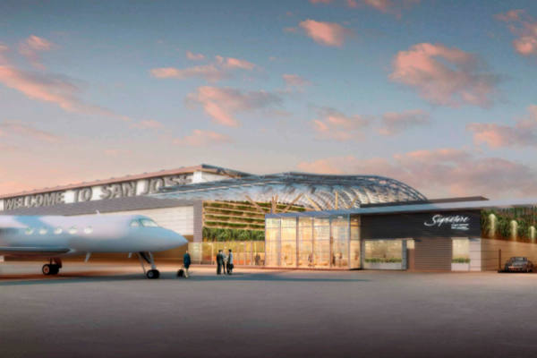 An artist's impression of Signature Flight Support's FBO for Google executives in San Jose.