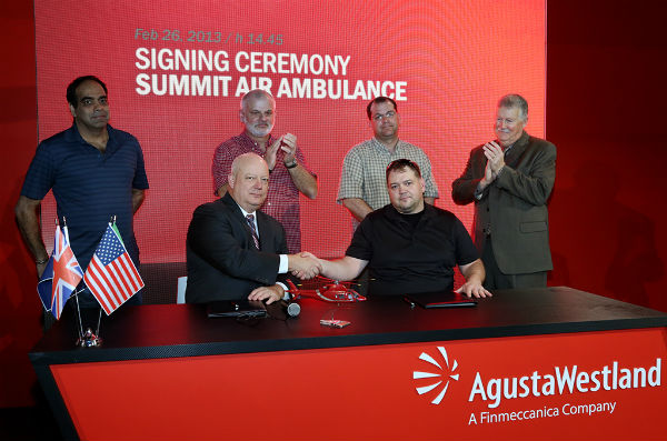 AgustaWestland and Summit Air Ambulance signing at Heli-Expo 2014