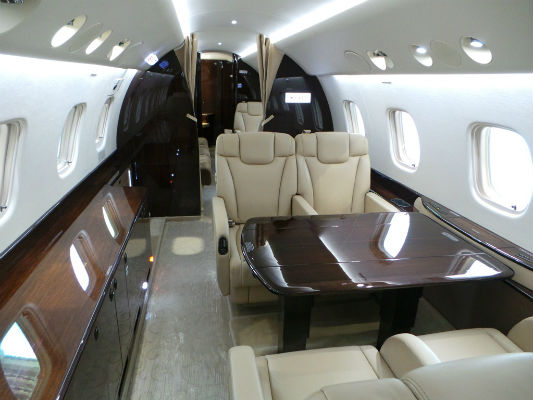 Interior of Embraer Legacy 600 showcased by Hawker Pacific at the Singapore Air Show