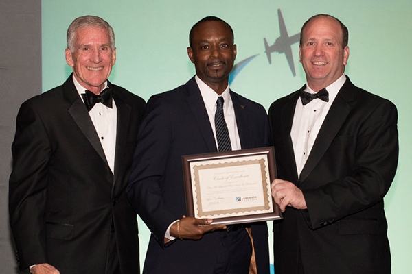 Landmark Aviation’s executive vice president of Operations Ted Hamilton (left), Landmark Miami general manager Isaac Lee and chief executive officer Dan Bucaro (right).