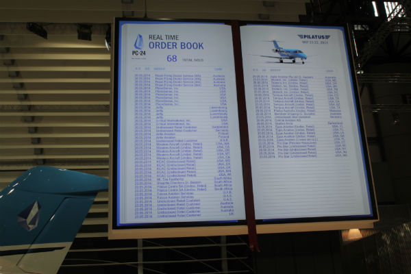 A real time order book for the PC-24.