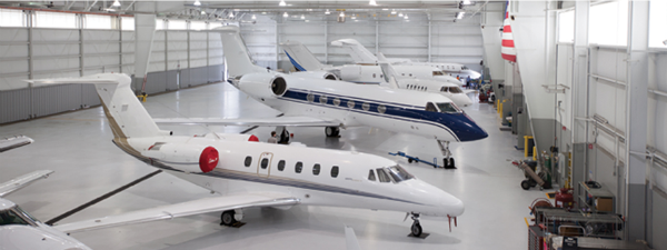business aircraft in Meridian hangar at Teterboro