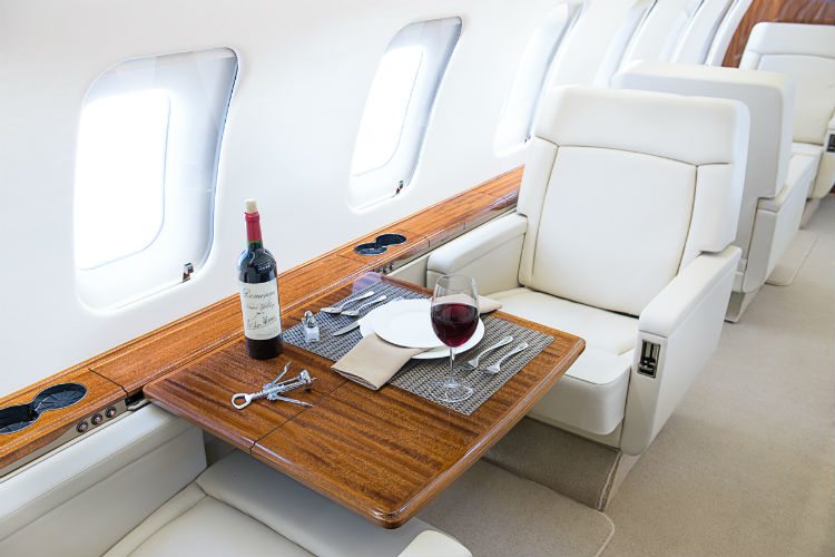 dining table in Meridian Air Charter Challenger 605